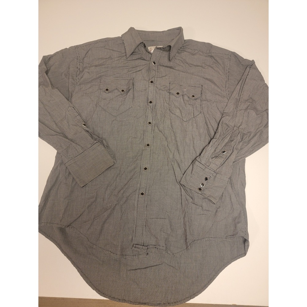 Rockmount Ranch Wear Western Shirt Mens XL Black White Check Pearl Snap 6918-BLK